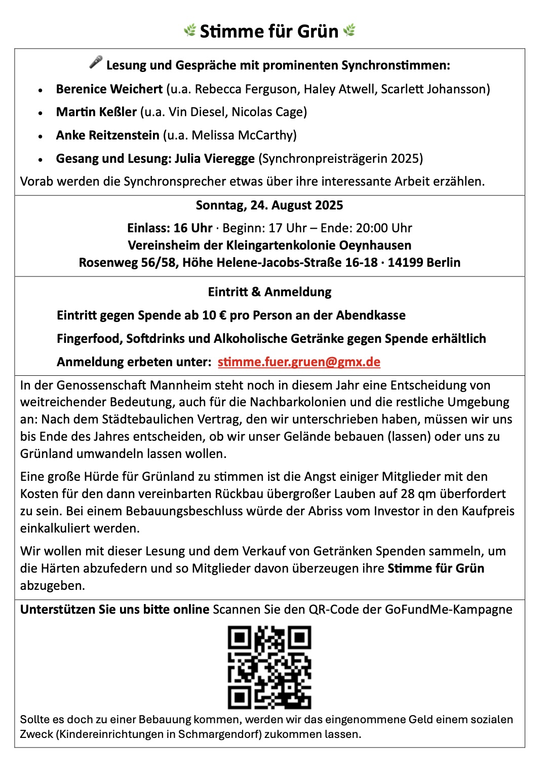 Stimmen für Grün